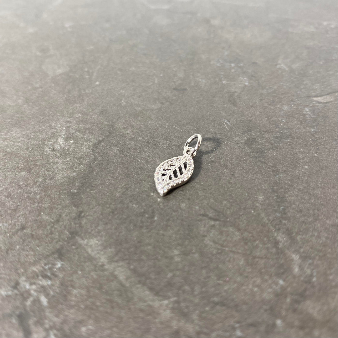 Mini feuille pavée de zircon argent ou or (leaf)