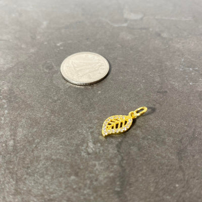 Mini feuille pavée de zircon argent ou or (leaf)