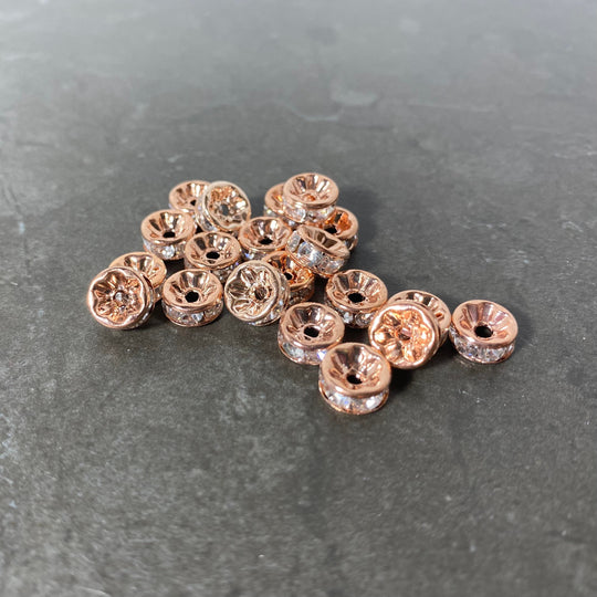 Lot de 20 espaceurs rosegold avec zircon brillant (gros)