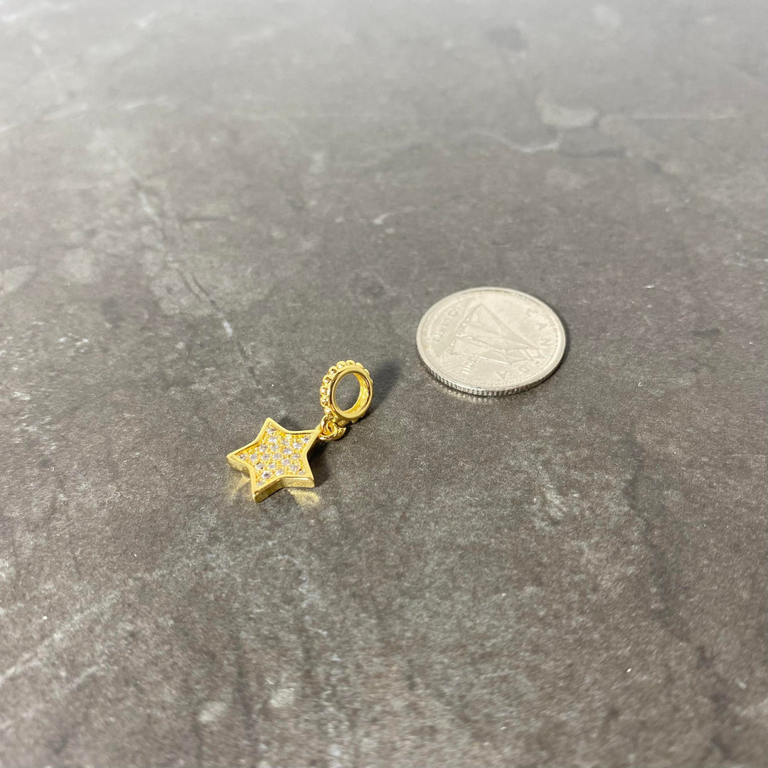 Breloque étoile pavé de zircon argent or ou or rose