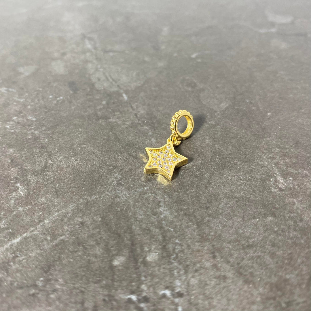 Breloque étoile pavé de zircon argent or ou or rose