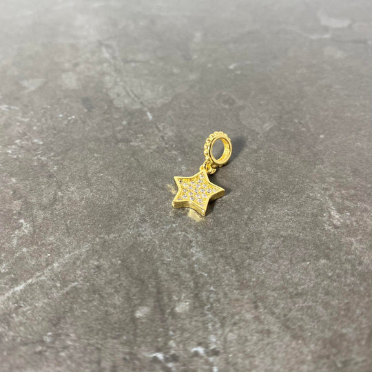 Breloque étoile pavé de zircon argent or ou or rose