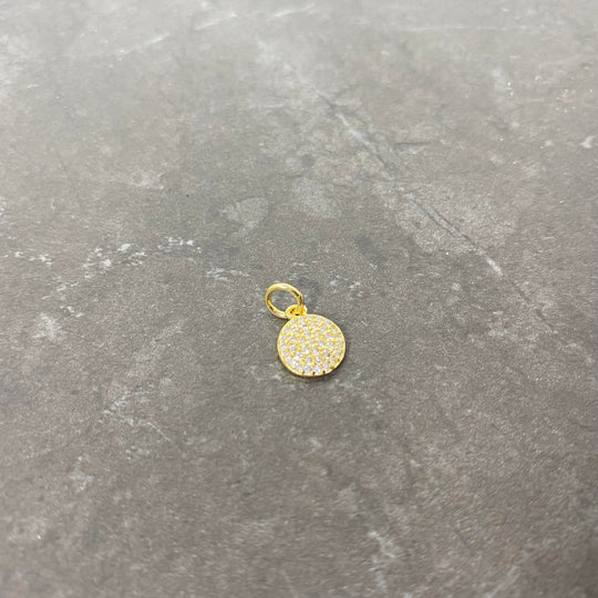 Breloque de médaille pavé de zircon argent, rose gold ou or