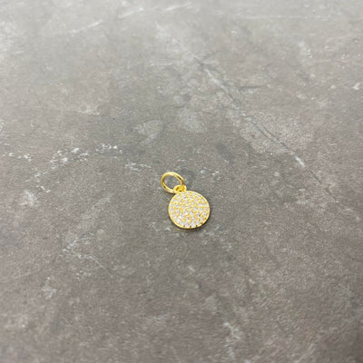 Breloque de médaille pavé de zircon argent, rose gold ou or