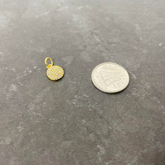Breloque de médaille pavé de zircon argent, rose gold ou or