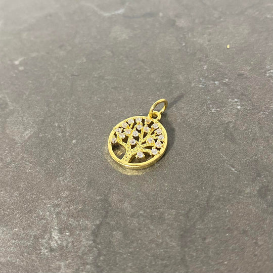 Breloque arbre de vie avec zircon brillant couleur aux choix OR-OR ROSE-ARGENT-NOIR