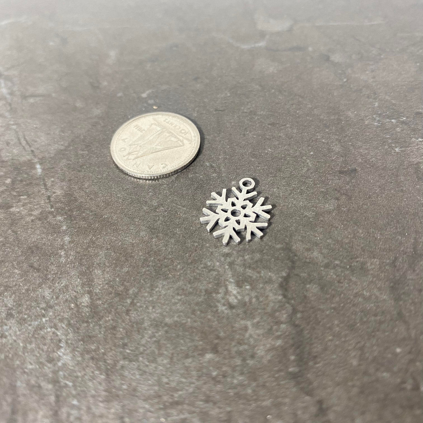 Stainless steel silver colored snowflake charm