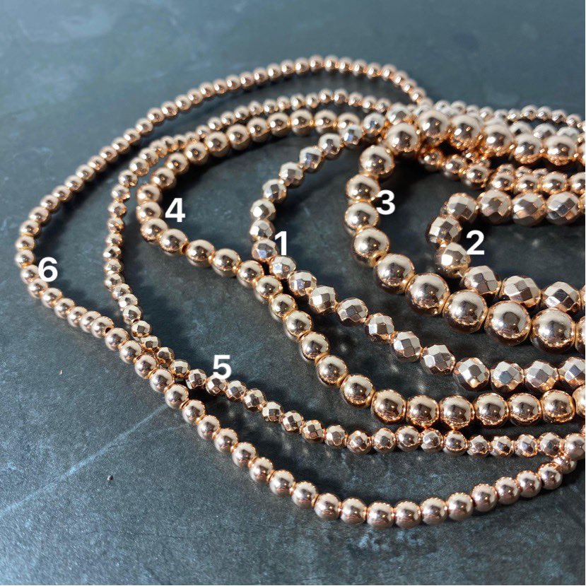 Corde d'hématite rosegold