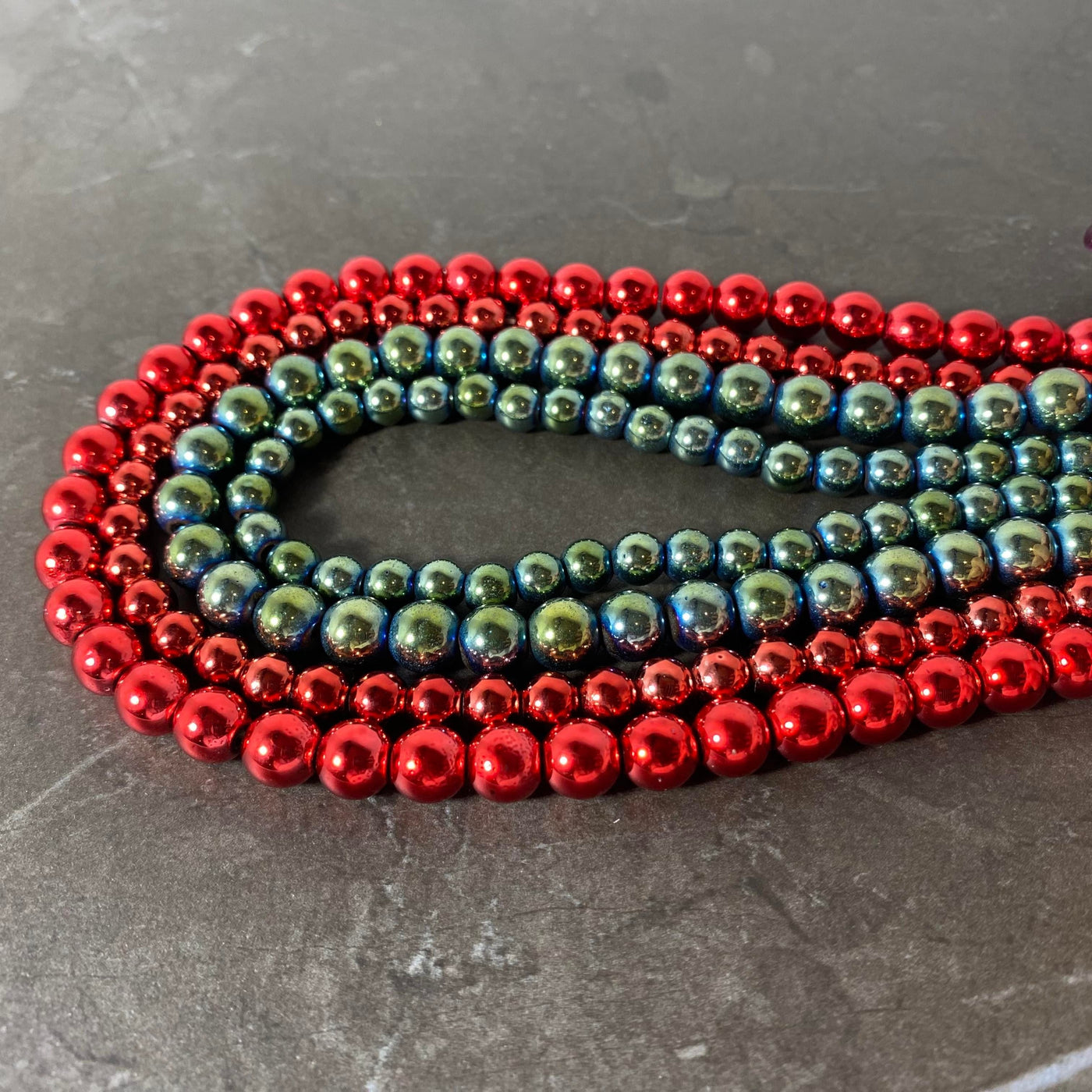 Hematite rope Special Christmas red and green