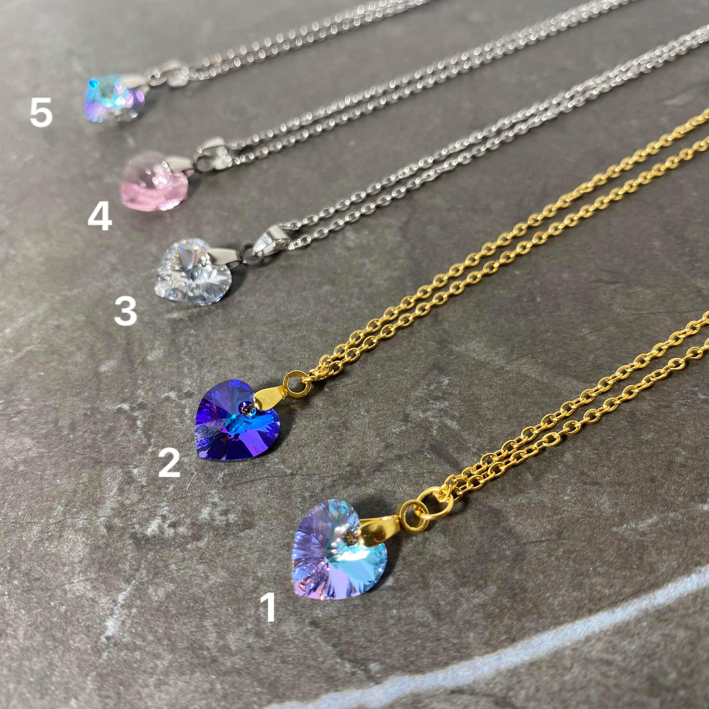 Small Swarovski heart various colors