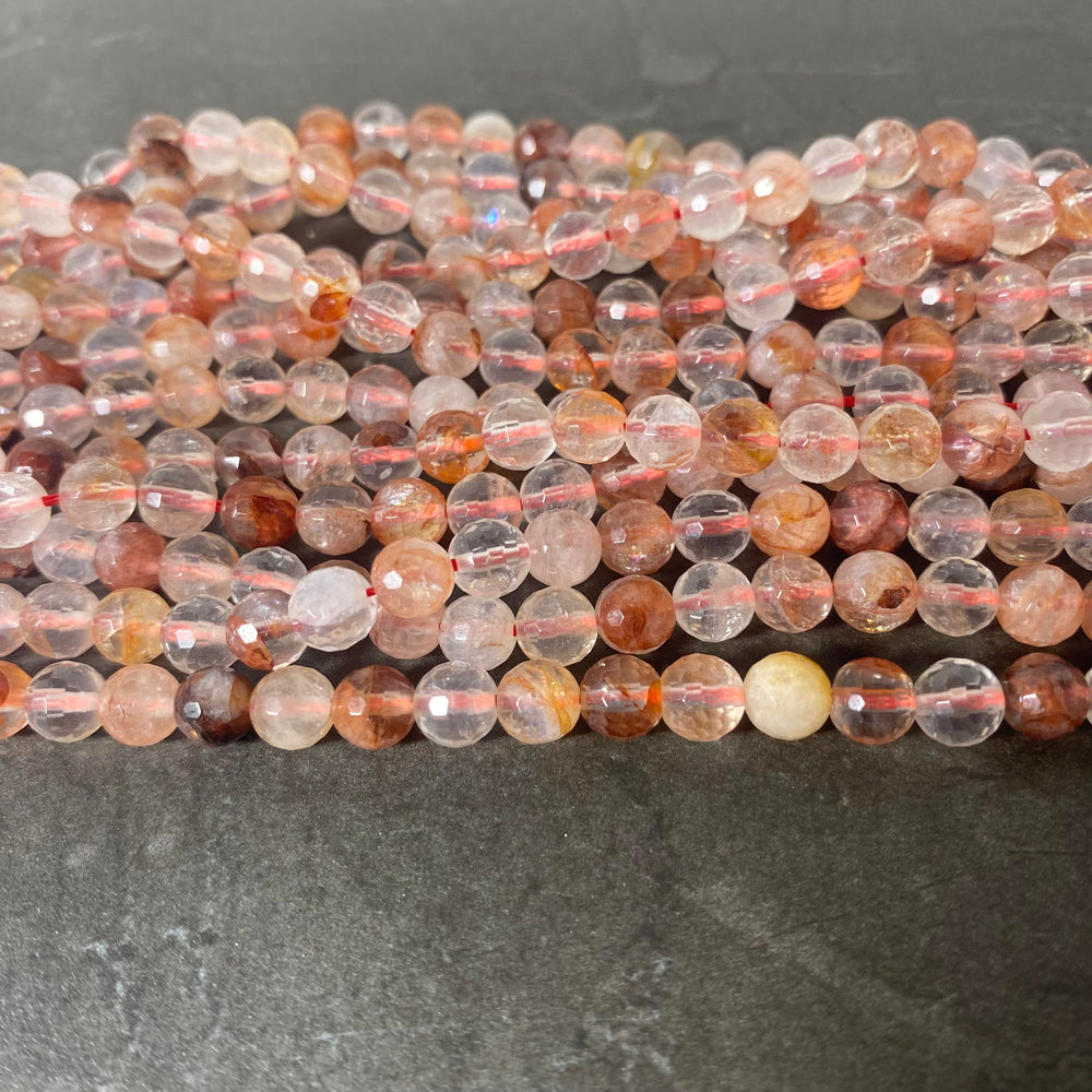 Corde de quartz rutilé facetté 6mm
