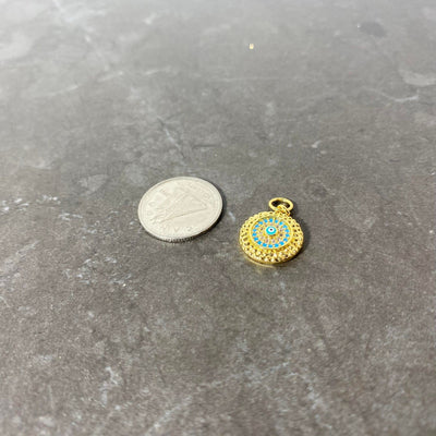 Gold and turquoise round charm