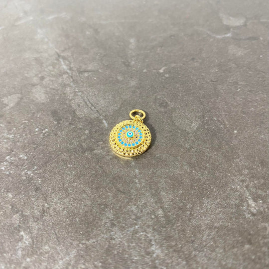 Breloque Ronde dorée et turquoise