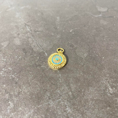 Gold and turquoise round charm