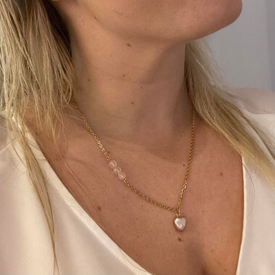 Gold Mother-of-Pearl Heart Necklace