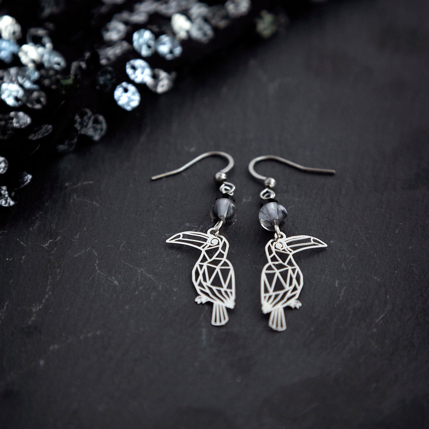 Silver Toucan earrings
