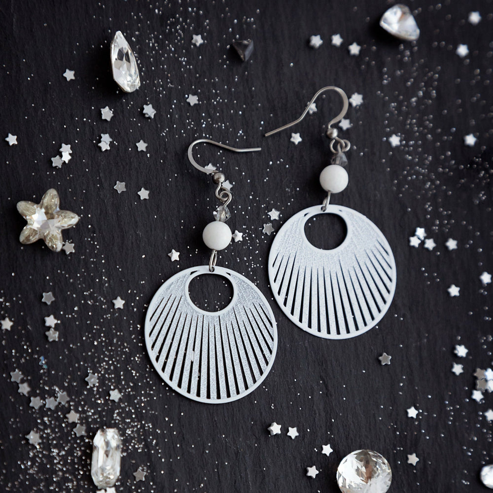 Boucles d'oreilles Nina blanche et argent
