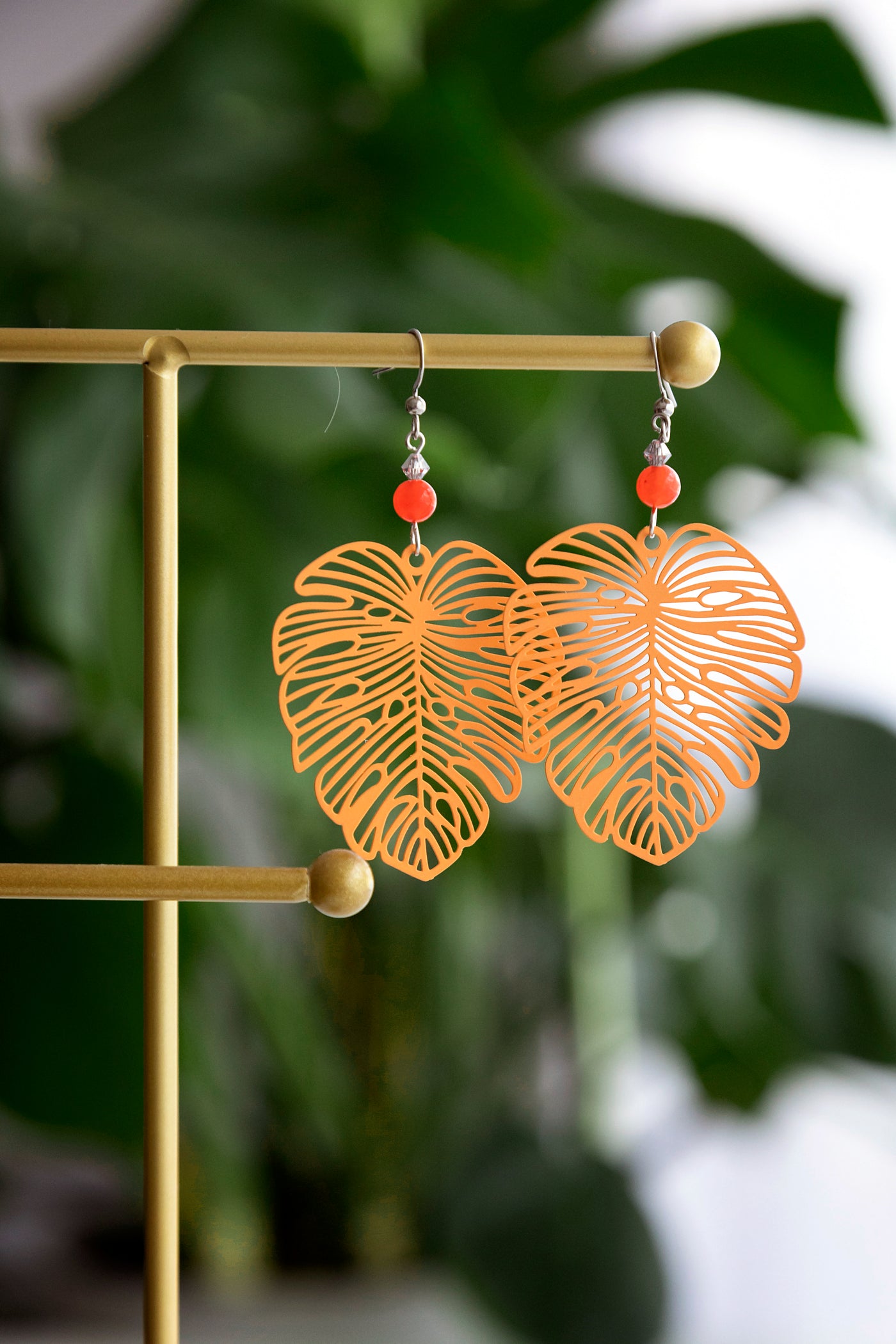 Boucles d'oreilles Jungle verte jaune ou orange