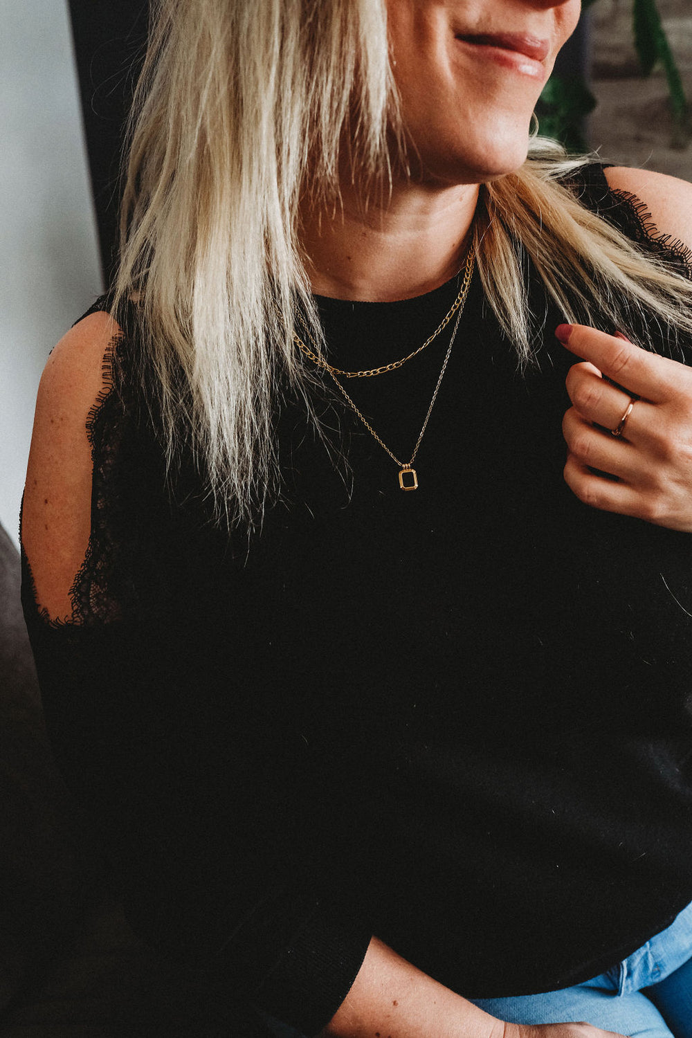 Collier Figaro à double chaîne en acier inoxydable