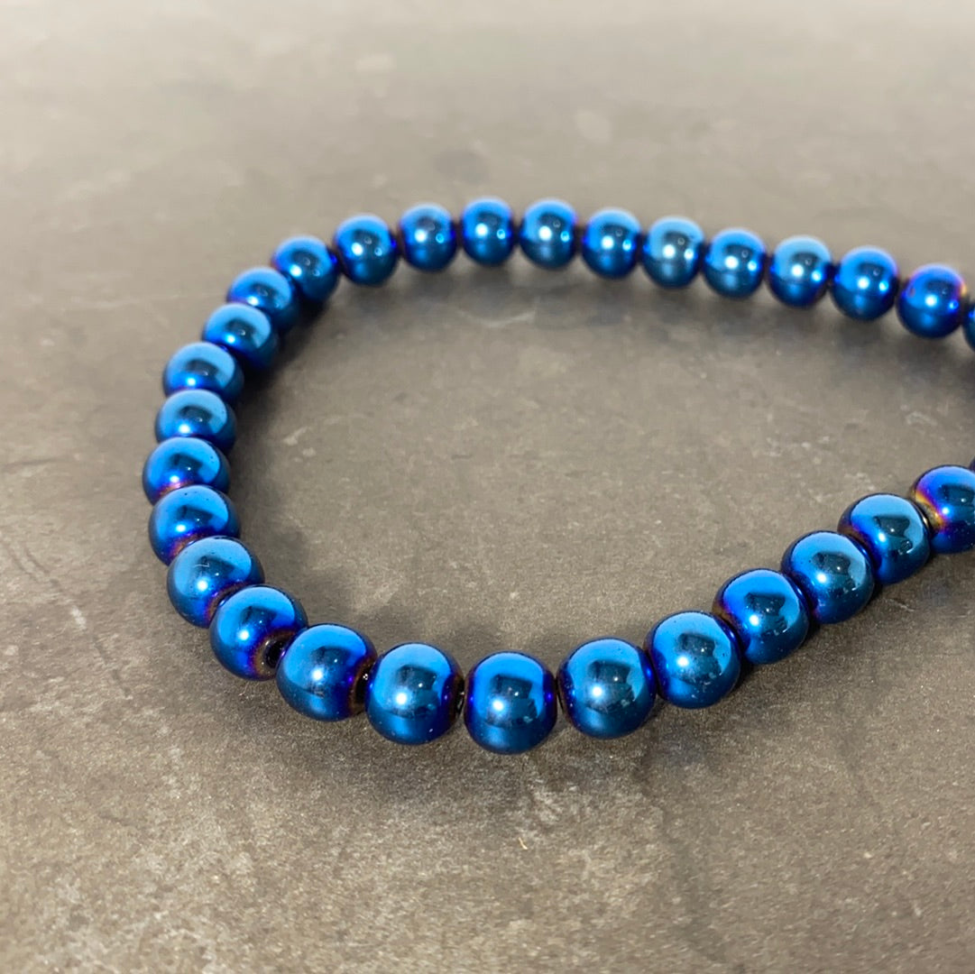 Metallic Blue Hematite Rope 6mm