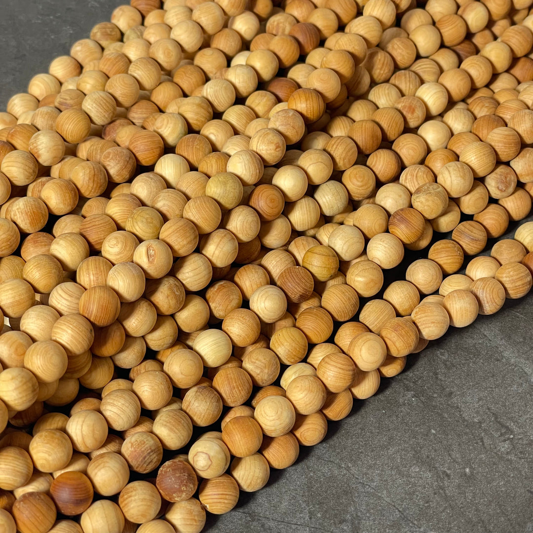 Corde de billes de bois pâle 8 mm