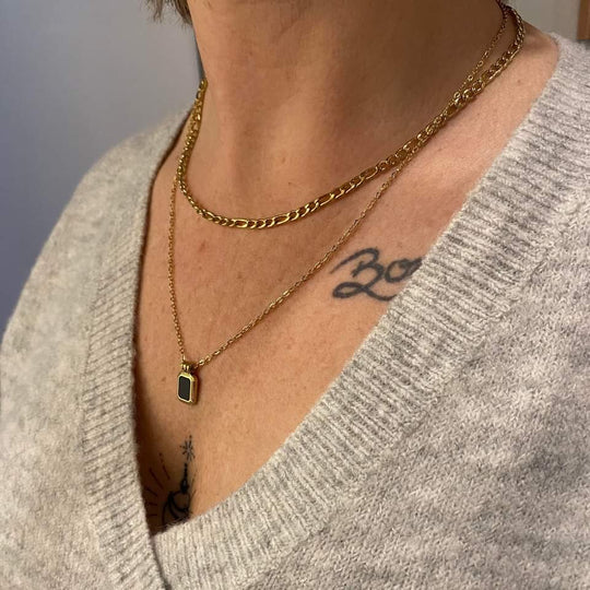 Collier Figaro à double chaîne en acier inoxydable
