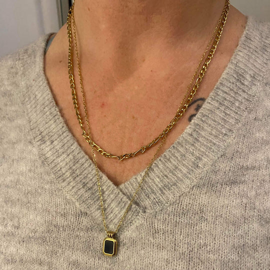 Collier Figaro à double chaîne en acier inoxydable