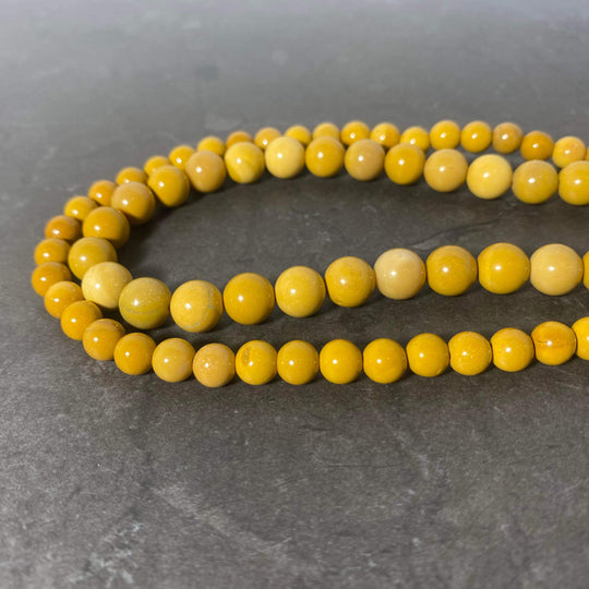 Corde de jaspe mokaite jaune moutarde 6 ou 8mm