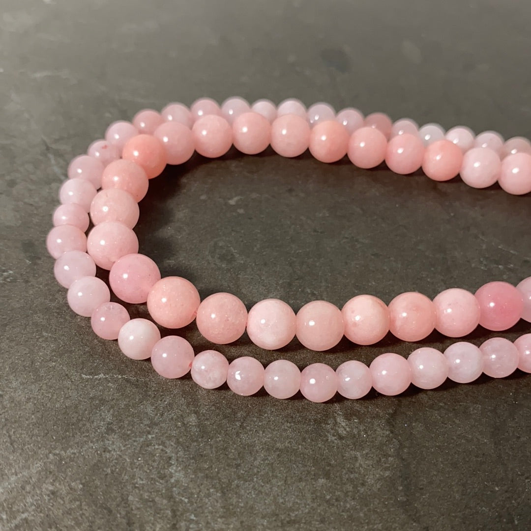 Pink morganite stone rope 6 or 8 mm
