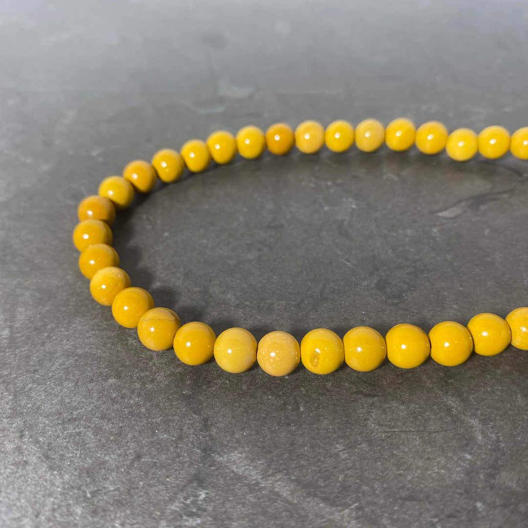 Corde de jaspe mokaite jaune moutarde 6 ou 8mm