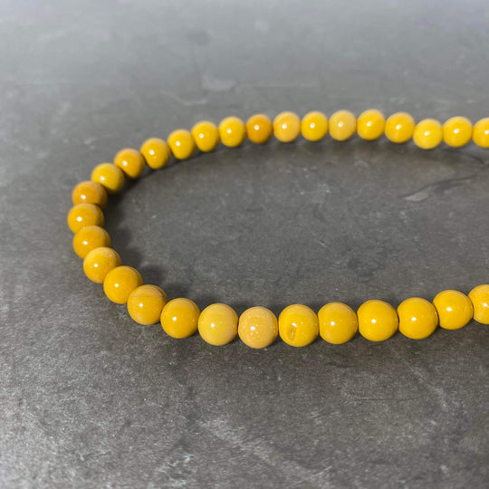 Corde de jaspe mokaite jaune moutarde 6 ou 8mm