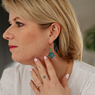 Turquoise Hibiscus earrings