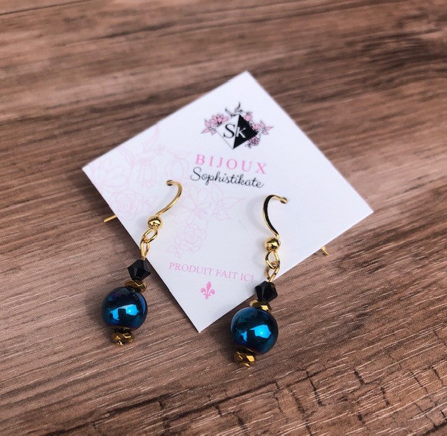 Metallic blue earrings